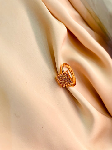 Gold Style Square Ring (Adjustable) - Tarnish Free
