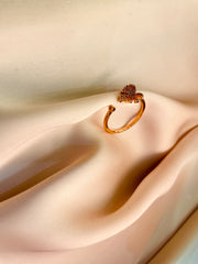 Golden Crystal Leaf Ring (Adjustable) - Tarnish Free