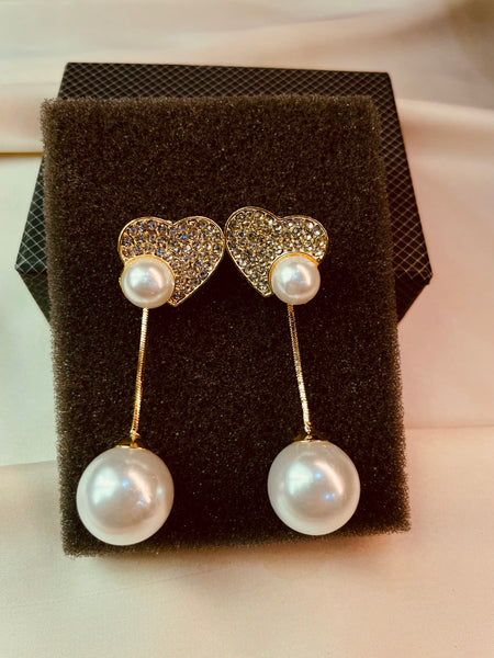 Heart Shape pearl Drop Earrings