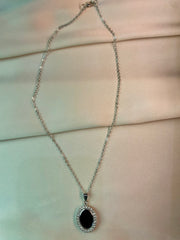 Pendent Set - Silver chain with black stone