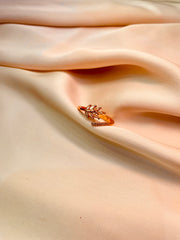 Classic Leaf Studded Ring (Adjustable) - Tarnish Free