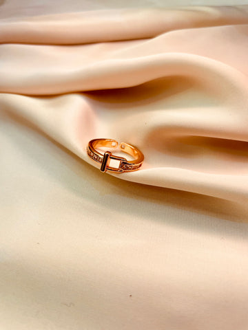 Studded Cuff Style Ring (Adjustable) - Tarnish Free