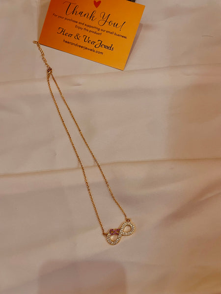 Premium Quality Infinity Symbol Red Stone Studded Necklace