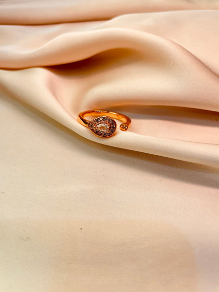 Geometric Crystal Stone Open Ring (Adjustable) - Tarnish Free