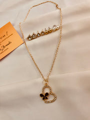 Butterfly Studded Heart Pendent Set With Interchangeable top's