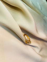 Golden Ring With Crystal White Stone  (Adjustable) - Tarnish Free