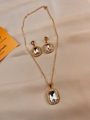 Crystal Cubic Zirconia Pendent Set With Drop Earrings and Three Stud's