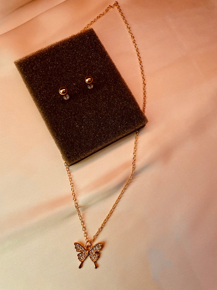 Butterfly Pendent Set With Studs- Tarnish free