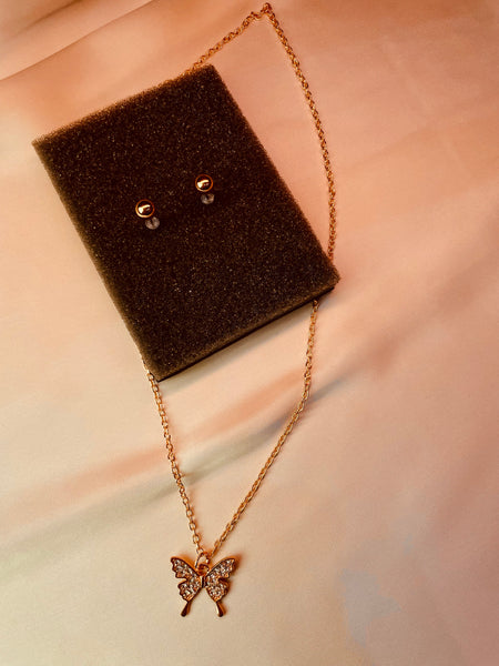 Butterfly Pendent Set With Studs- Tarnish free