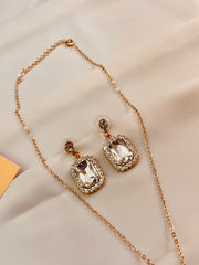 Crystal Cubic Zirconia Pendent Set With Drop Earrings and Three Stud's