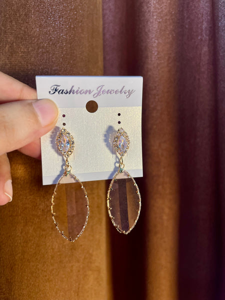 Crystal Champagne Pink Teardrop Dangle Earrings