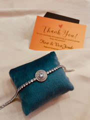 Big Round Zirconia Gem Stone Chain Bracelet