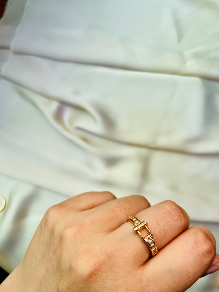 Studded Cuff Style Ring (Adjustable) - Tarnish Free