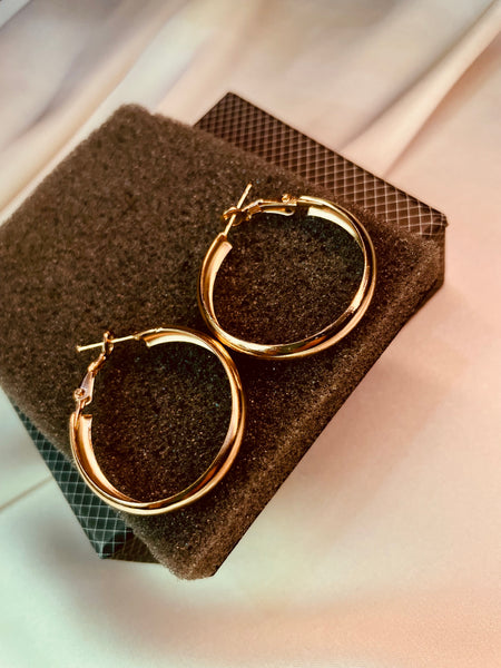 Golden Round Hoop Earrings -Tarnish Free