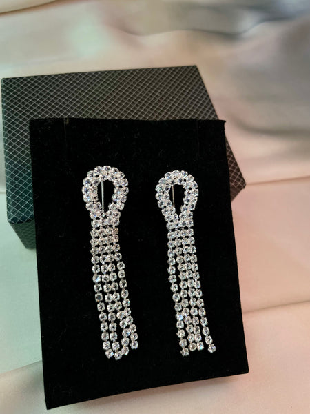 Crystal White Long Earrings