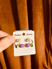 Tulip Purple Pearl Flower Stud Earring