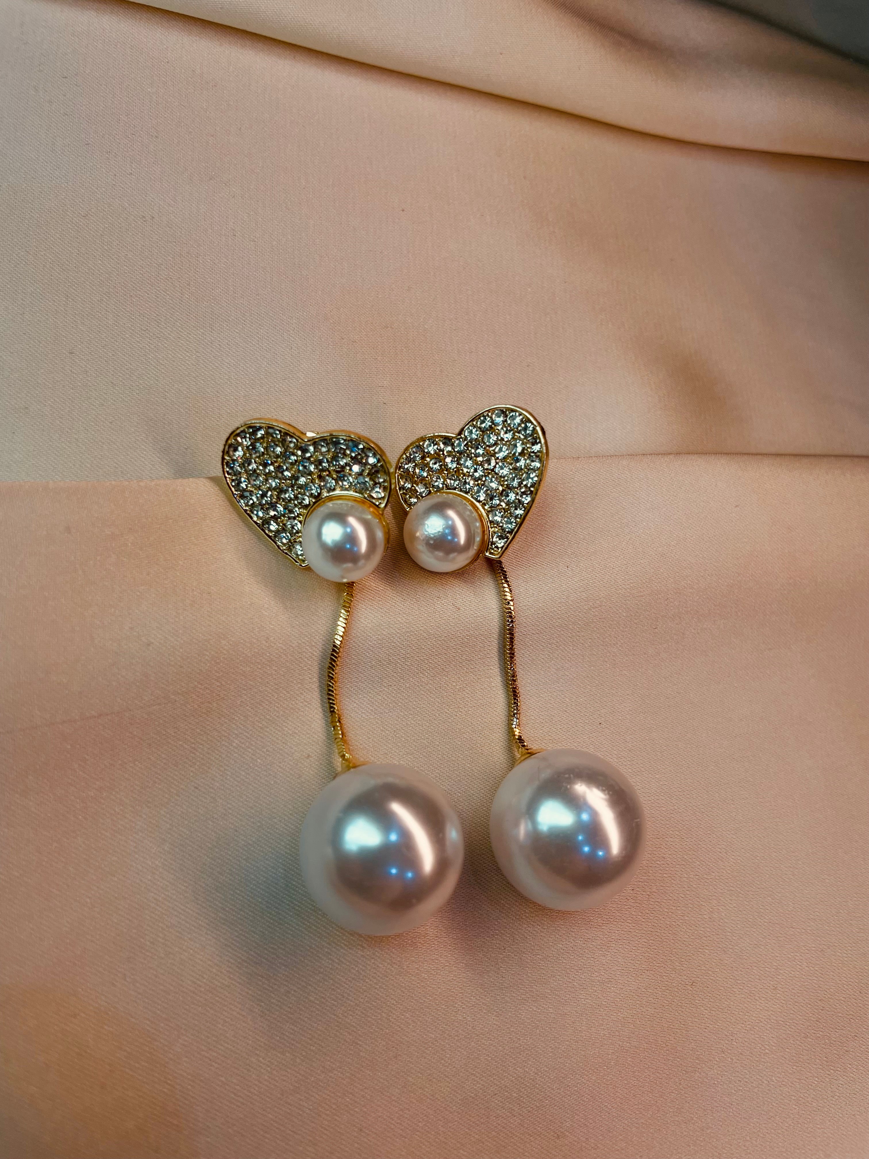 Heart Shape pearl Drop Earrings