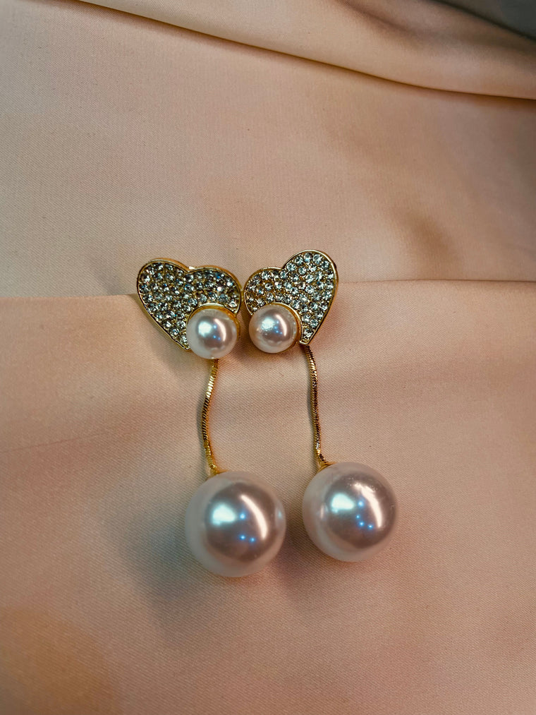 Heart Shape pearl Drop Earrings