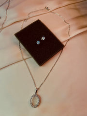 Pendent Set - Silver chain with white stone