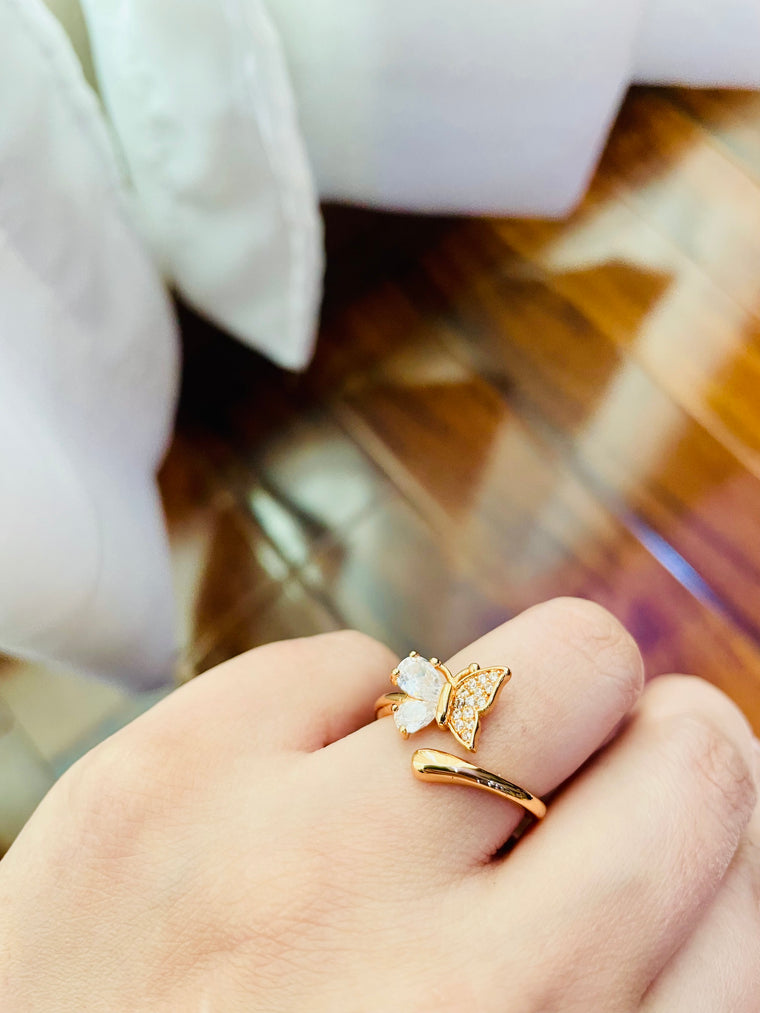 Cute Open Style Butterfly Ring (Adjustable) - Tarnish Free