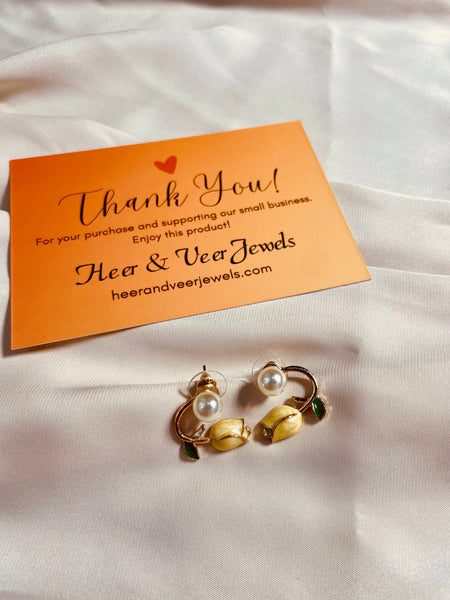 Tulip Cream Yellow Pearl Flower Stud Earring