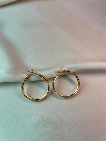 Golden Round Hoop Earrings -Tarnish Free