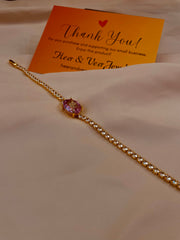 Pink Crystal & Rhinestone Studded Chain Bracelet