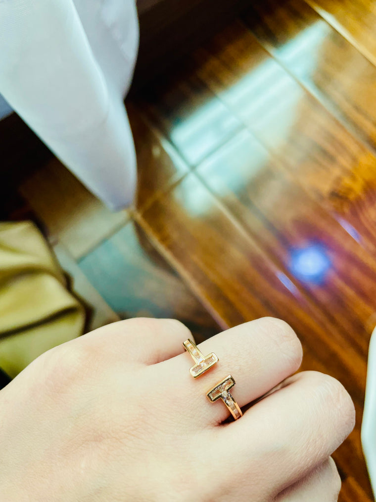 Stylish Studded Double Bar Ring(Adjustable)- Tarnish Free