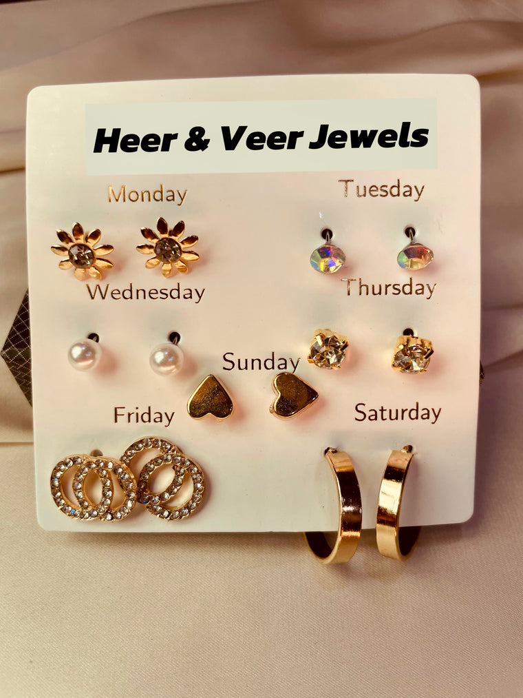 Pack of 7 korean Style Earrings