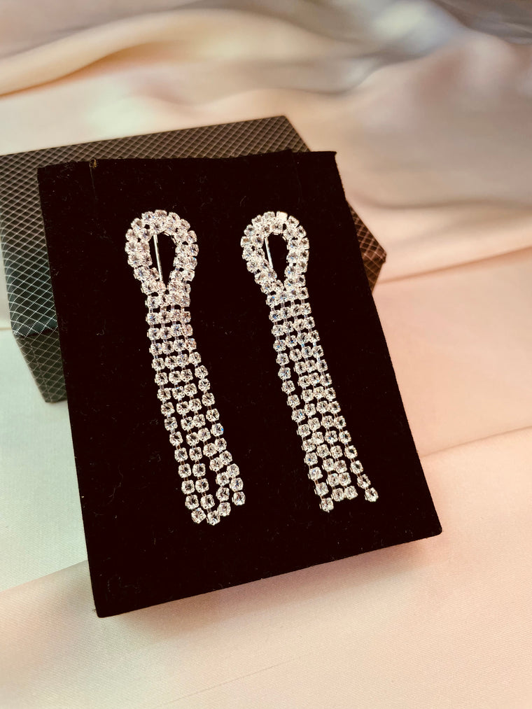 Crystal White Long Earrings