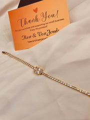 White Crystal & Rhinestone Studded Chain Bracelet