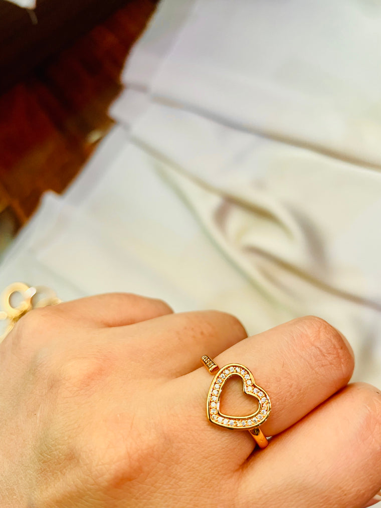 Open Heart Shape Proposal Ring (Adjustable) - Tarnish Free