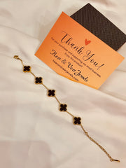 Stainless Steel Double Sided Clover Style Chain Bracelet