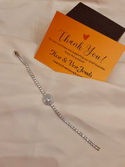 Big Round Zirconia Gem Stone Chain Bracelet