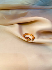 Shiny Champagne And Silver Stone Ring (Adjustable) - Tarnish Free