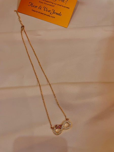 Premium Quality Infinity Symbol Red Stone Studded Necklace