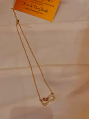 Premium Quality Infinity Symbol Red Stone Studded Necklace