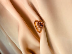 Golden Ring With Crystal Pink Color Stone (Adjustable) - Tarnish Free