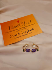 Tulip Purple Pearl Flower Stud Earring
